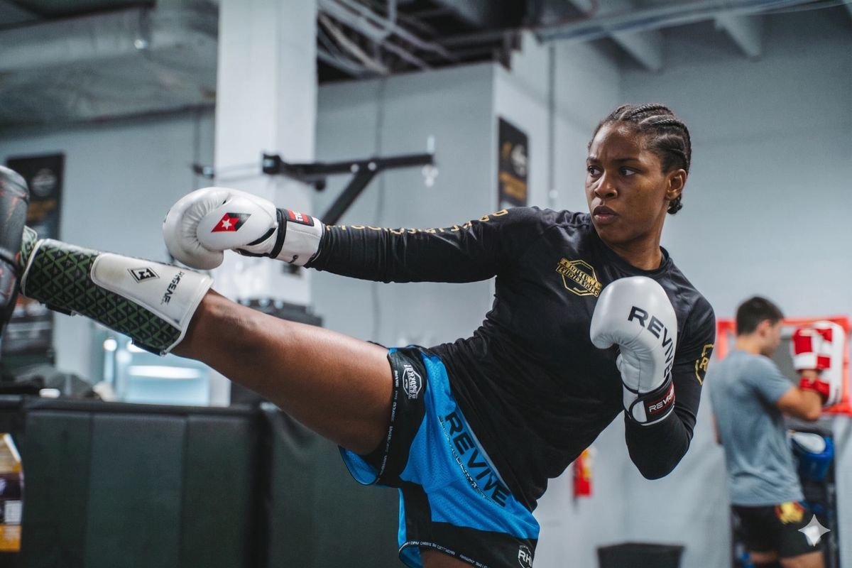 A head kick on the pads